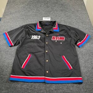 Big Land 1963 Harlem 125th Street Shirt Mens XL Black Embroidered Snap Front